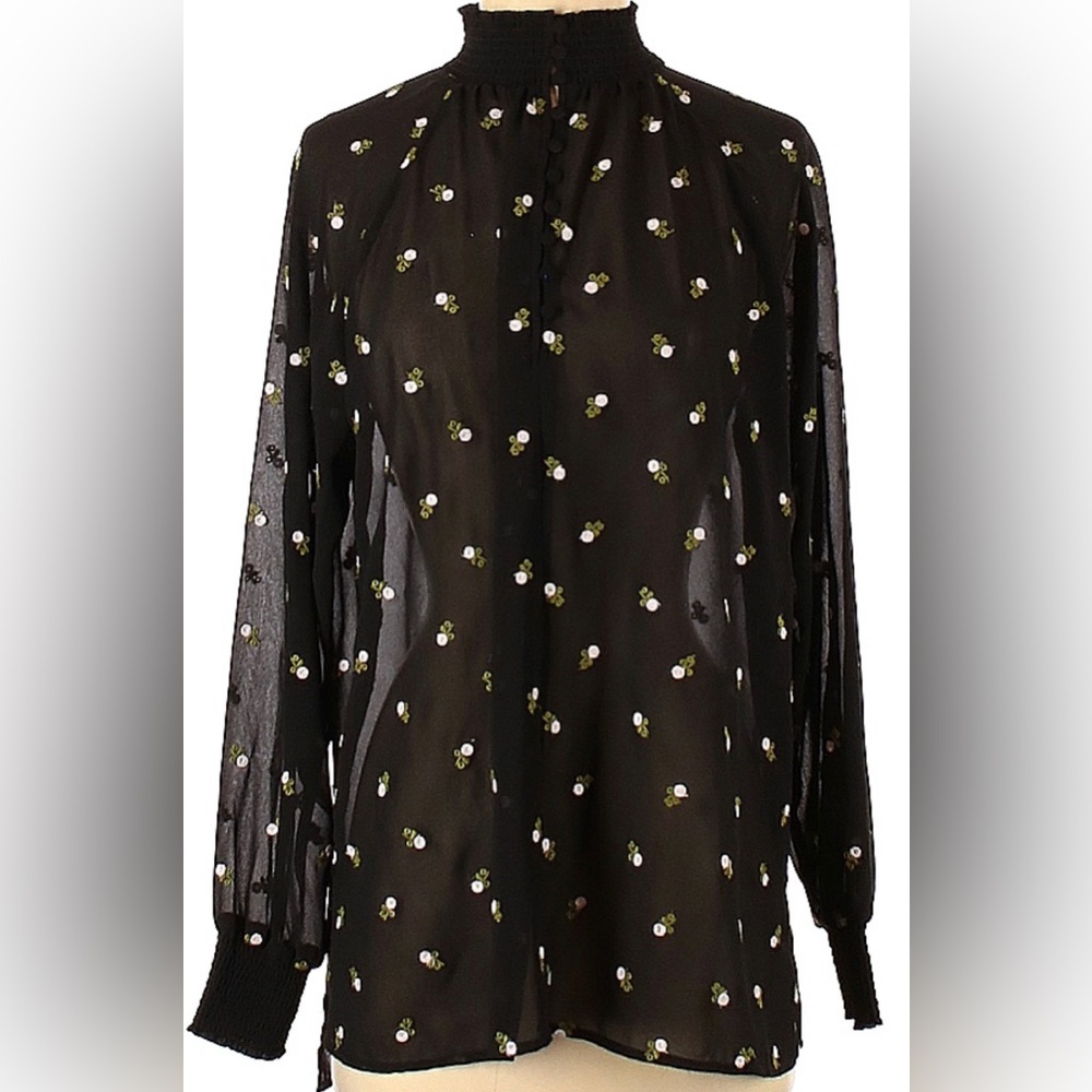 CAbi Embroidered Blouse style #5338 size large EUC